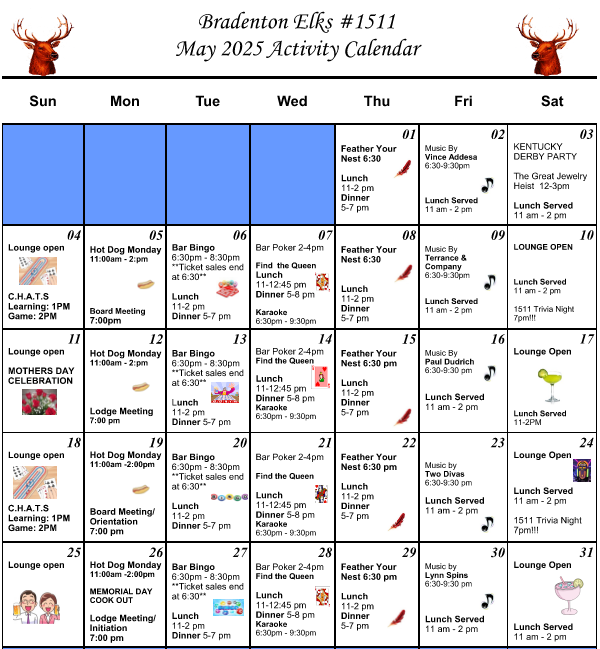 MAY 25 Calendar